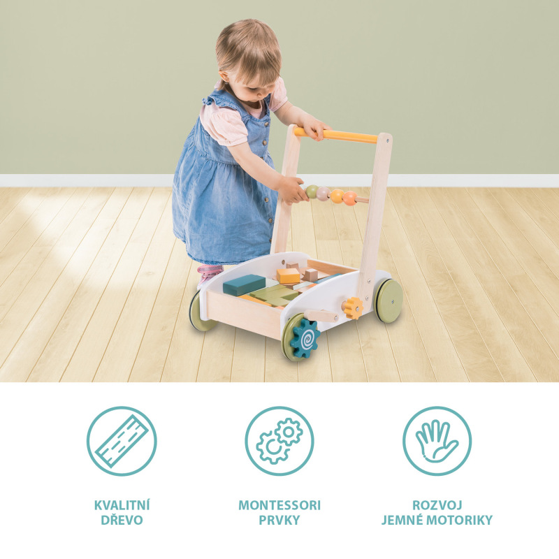 Drevená vozík s kostkami, Wood 1