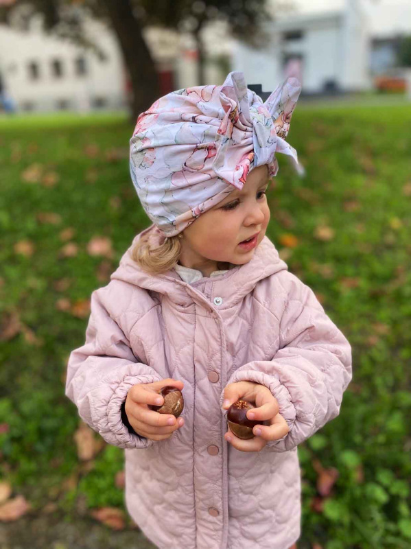Detská čiapka / Turban s Mašľou, BAVLNA JARNÁ ZÁHRADA 2