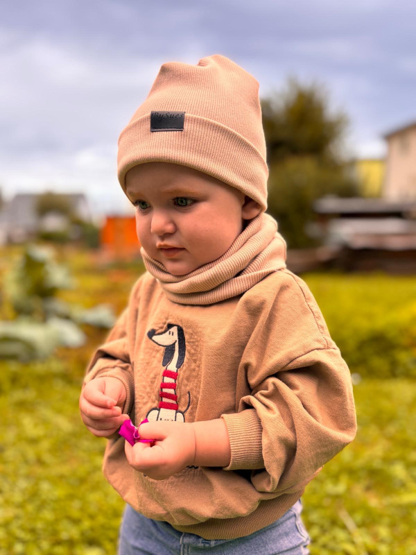 Detský nákrčník rebrovaná bavlna - CAPPUCCINO 2