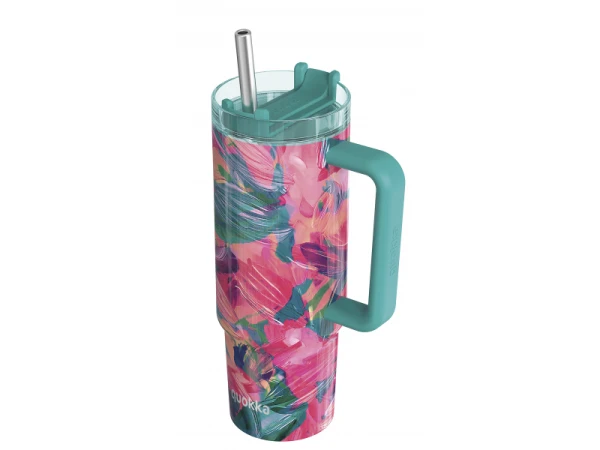 Nerezový termohrnček so slamkou Vibe Oil Petals 880 ml