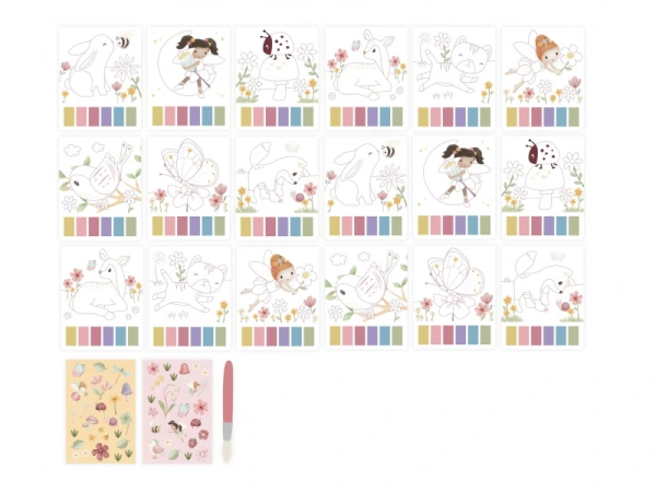 Omaľovánky s vodovkami a samolepkami Rosa Fairy Garden 2