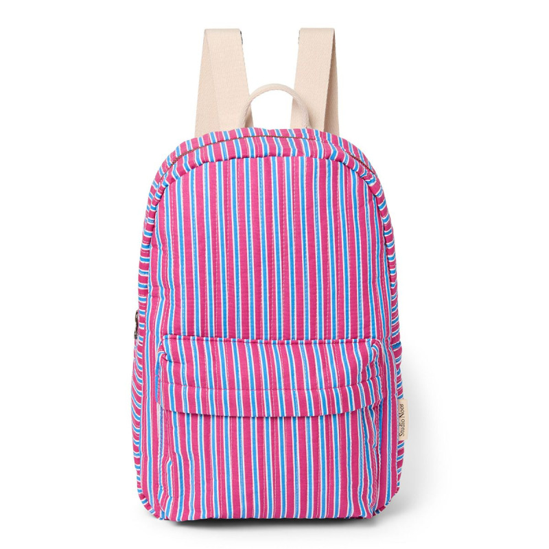 STUDIO NOOS - Poplin Midi BACKPACK - batůžek - přední kapsa | Raspberry Stripped 1