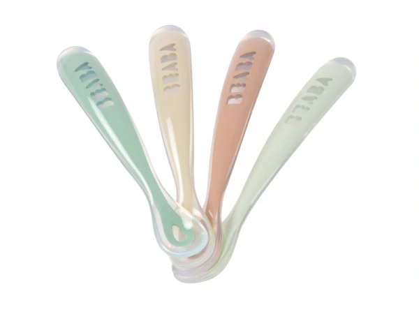 Prvé lyžičky silikónové 4 ks Natural