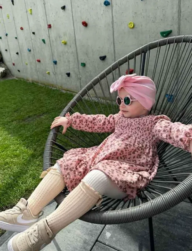 Detská čiapka / Turban s Mašľou, rebrovaná bavlna BABY PINK. 6