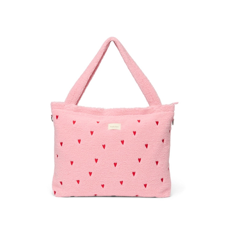 STUDIO NOOS - Teddy DIAPER BAG - prebaľovacia taška | Light Pink Hearts