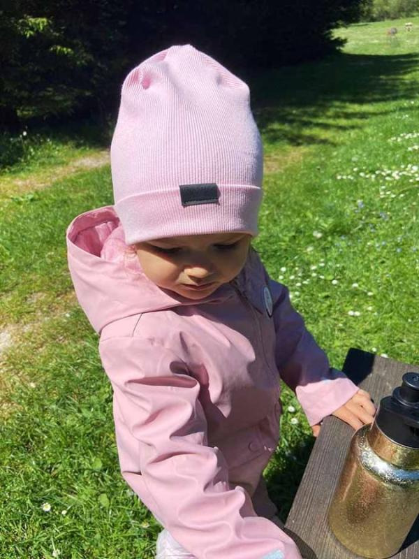 Bavlnená detská čiapka rebro - BABY PINK. 5