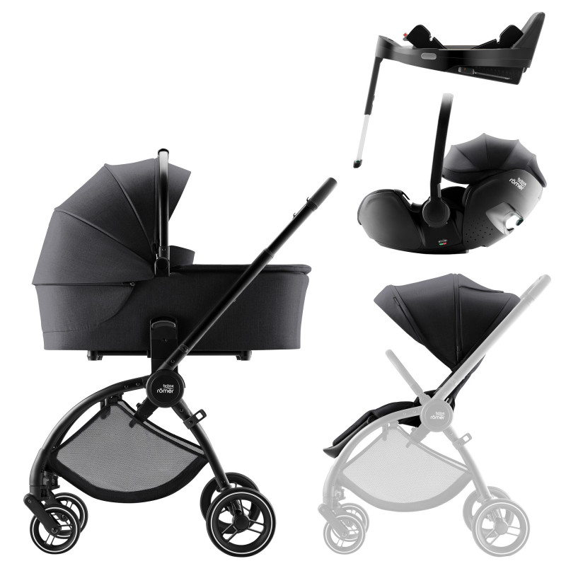 Sada kočíka Rio + hlboká vanička + autosedačka Baby-Safe PRO + základňa Vario Base 5Z Style, Carbon