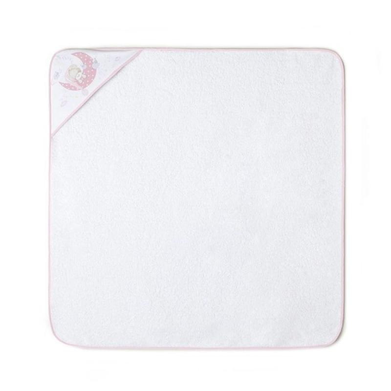 INTERBABY | SET - OSUŠKA froté 100x100 Medvedík spí + PRÍTULKA - ružová