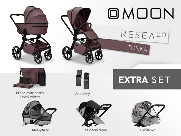 Moon Resea 2.0 EXTRA SET Tonka – ľahký kombinovaný kočík + držiak na nápoj ako DARČEK