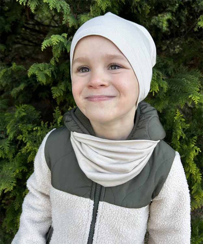 Bavlnená detská čiapka jednovrstvová BySues - PIESKOVÁ. 4