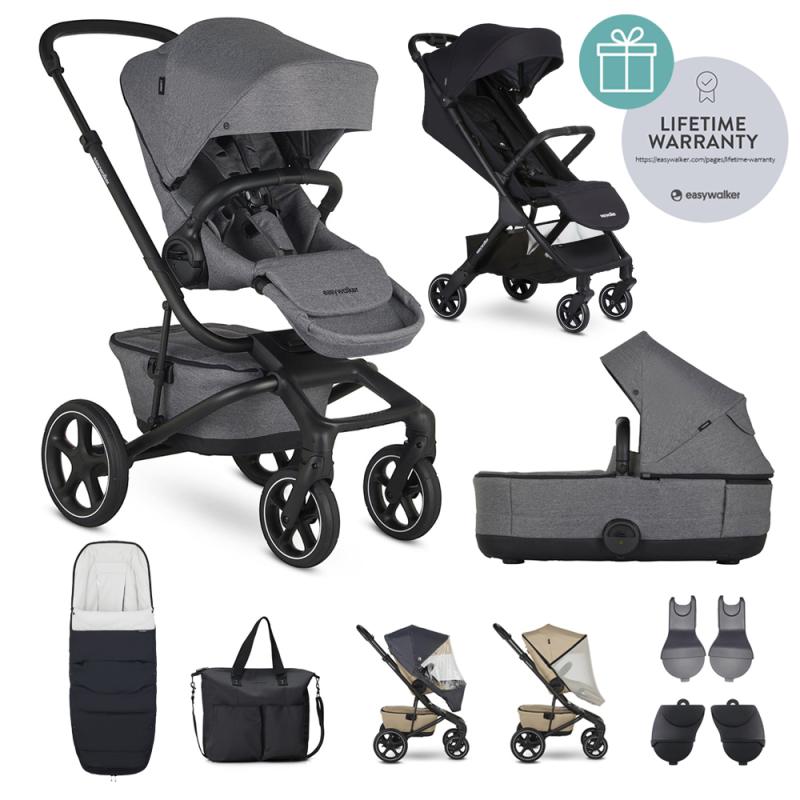 EASYWALKER Kočík kombinovaný Jimmey Iris Grey XXL RWS + Jackey Shadow Black