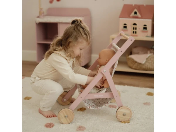Kočík pre bábiky golfky drevené Pink 7
