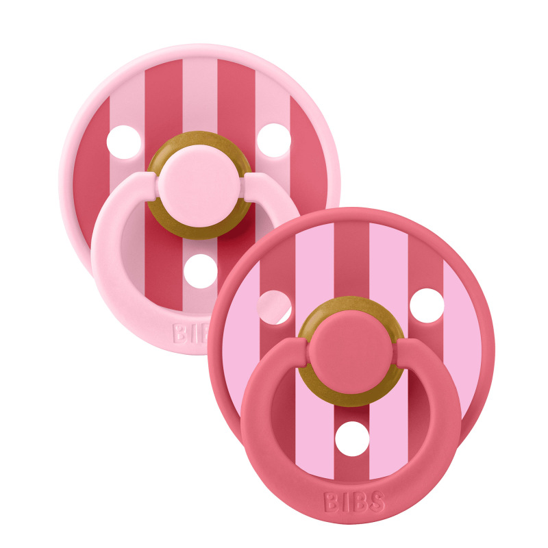BIBS STUDIO Colour Block Baby Pink Coral Mix cumlíky z prírodného kaučuku 2ks, veľkosť 2