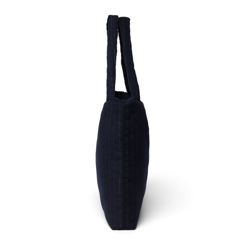 STUDIO NOOS - Flannel Chalkstripe MOM BAG | Dark Blue 2