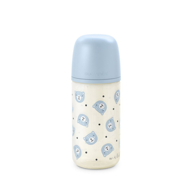 SUAVINEX | Fľaša sklo WILD & FREE 240 ml fyziologická SX PRO +0 SF - modrá