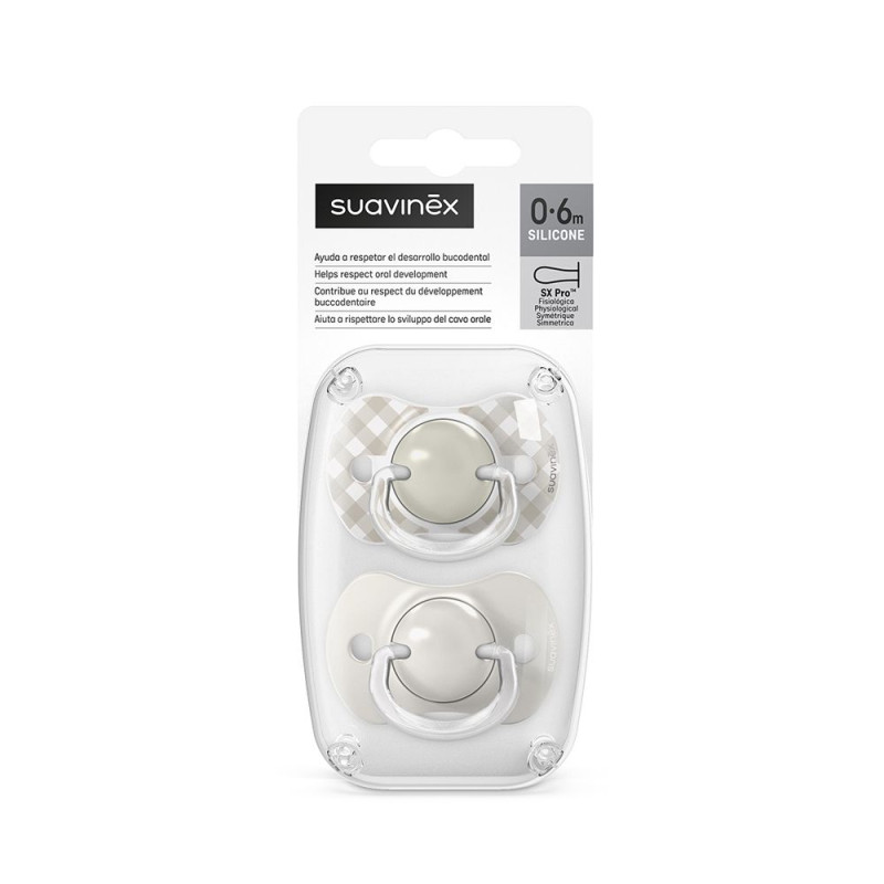 SUAVINEX | Cumlík SX PRO fyziologický WILD & FREE 0/6m 2 ks - krémový 5