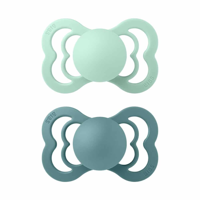 BIBS Supreme Island Sea/Sage cumlík zo silikónu 2ks, veľkosť 1