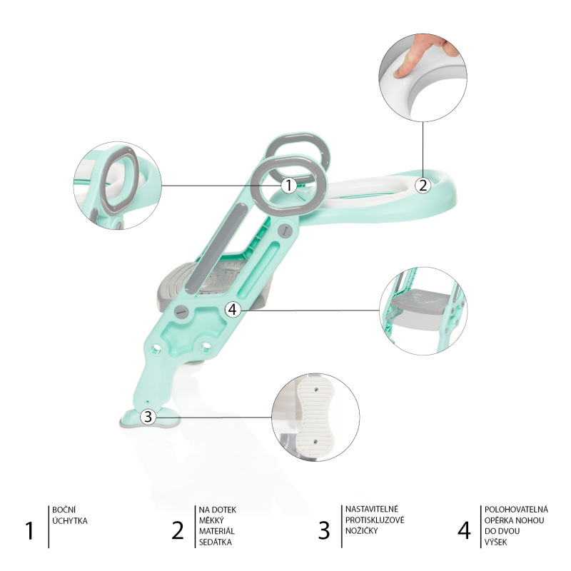Schůdky na WC Loostep, Ice Green 5