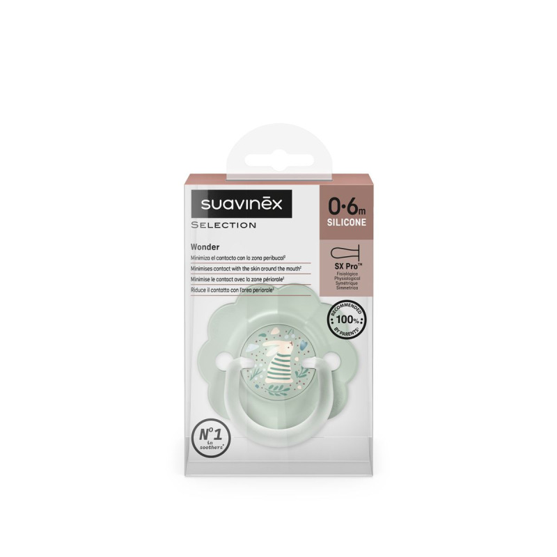 SUAVINEX | Cumlík SX PRO fyziologický WONDERLAND NEW 0/6M - zelený králik 4
