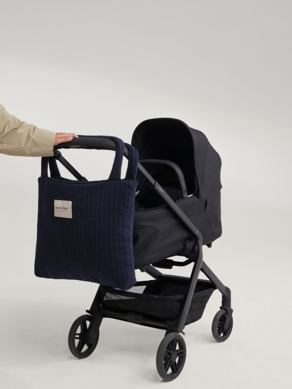 STUDIO NOOS - Flannel Chalkstripe MOM BAG | Dark Blue 7