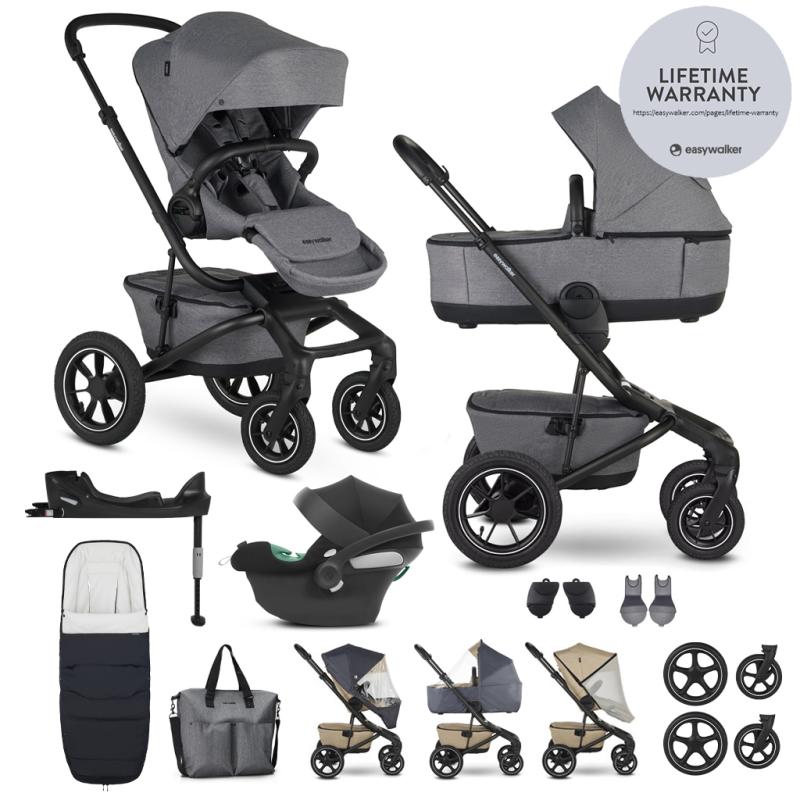 EASYWALKER Kočík kombinovaný Jimmey Iris Grey XXL AIR + RWS + CYBEX Aton B2 i-Size + základňa