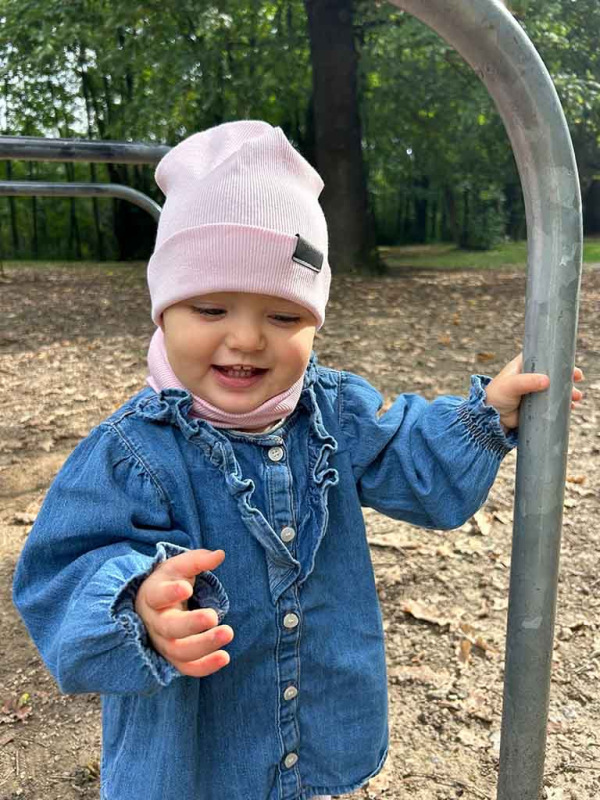 Bavlnená detská čiapka rebro - BABY PINK