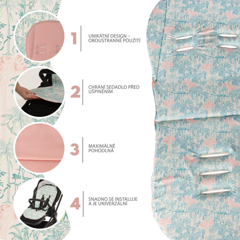 Podložka do kočíka Easy, Jungle Pink 2