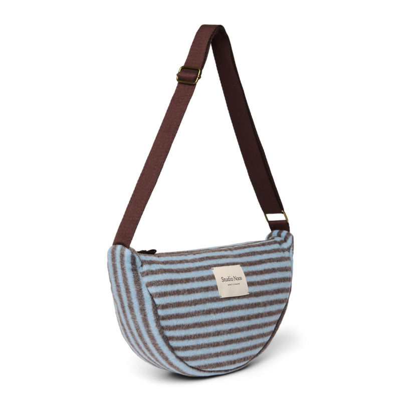 STUDIO NOOS - VLNENÁ FANNY PACK adult - kabelka Stripy Wool | Light Blue Brown 2
