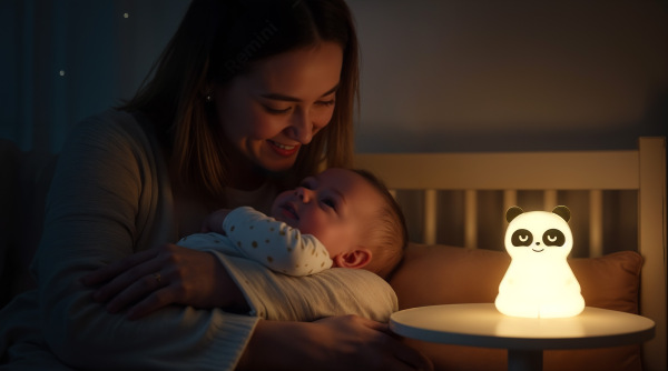 Silikónová nočná LED lampa veľkosť M, Panda 4