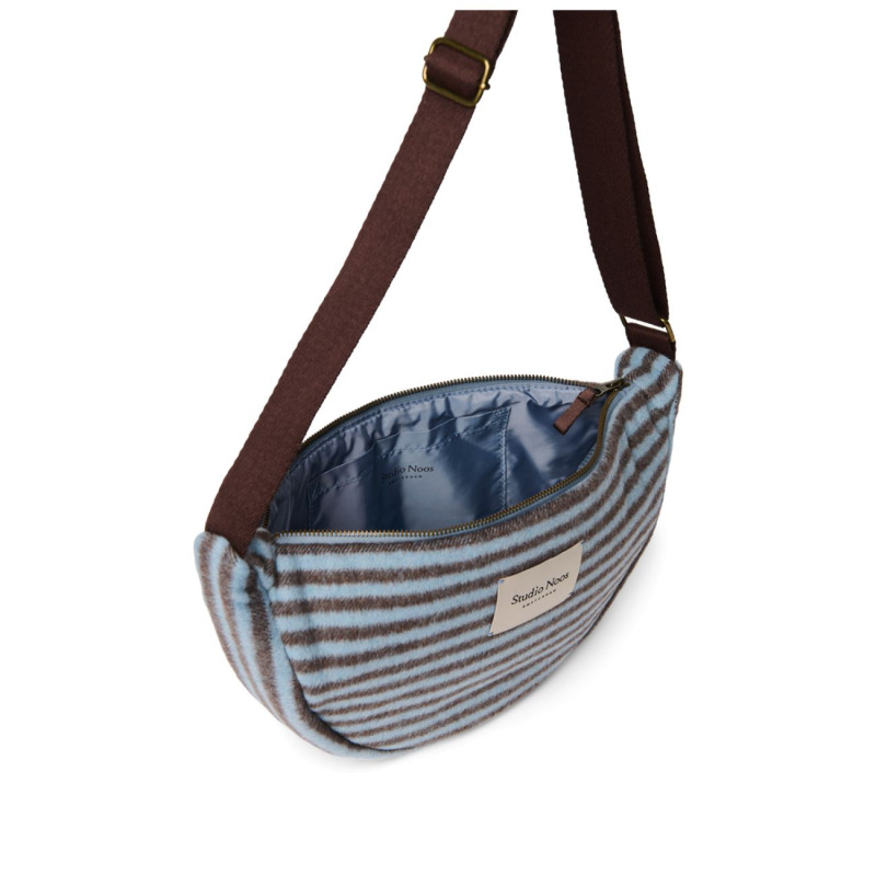 STUDIO NOOS - VLNENÁ FANNY PACK adult - kabelka Stripy Wool | Light Blue Brown 4
