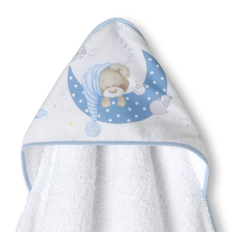 INTERBABY | SET - OSUŠKA froté 100x100 Medvedík spí + PRÍTULKA - modrá