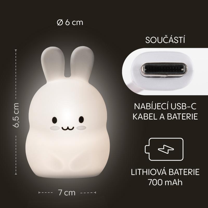 Silikónová nočná LED lampa veľkosť. M, Rabbit 8