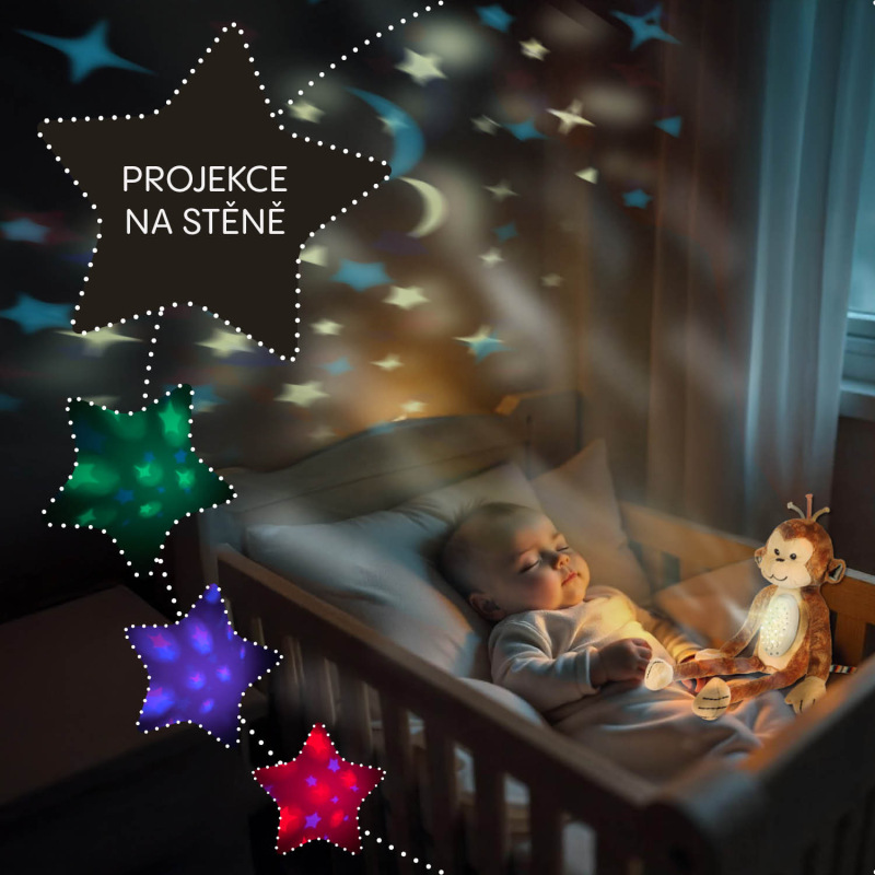 Plyšový detský spáč s projektorom a melódiami, Raccoon 5