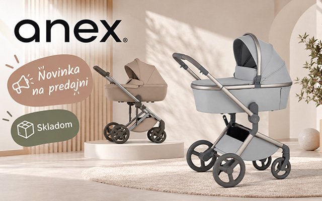 Kočíky ANEX Flo a ANEX Eli s hlbokými vaničkami v sivom a béžovom prevedení. Novinky na predajni KINDER CENTRUM, skladom.