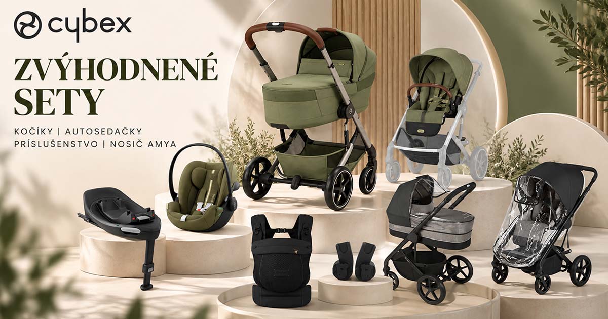 CYBEX zvýhodnené sety kočíkov – kombinované kočíky Balios S Lux, detské autosedačky, ISOFIX základňa, nosič AMYA a príslušenstvo.