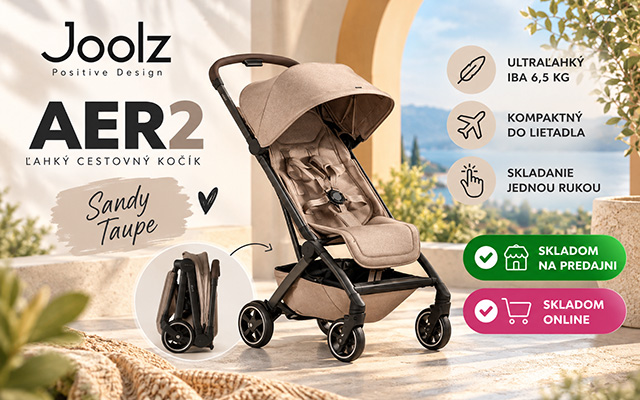 Joolz Aer² Sandy Taupe – ľahký cestovný športový kočík do lietadla s hmotnosťou 6,5 kg, skladom na predajni KinderCentrum aj online.
