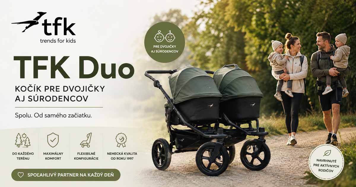 Kočík TFK Duo pre dvojičky s hlbokými vaničkami v prírode